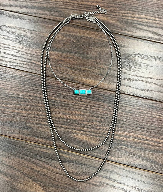 Navajo Bar Turquoise 3-Strand Necklace