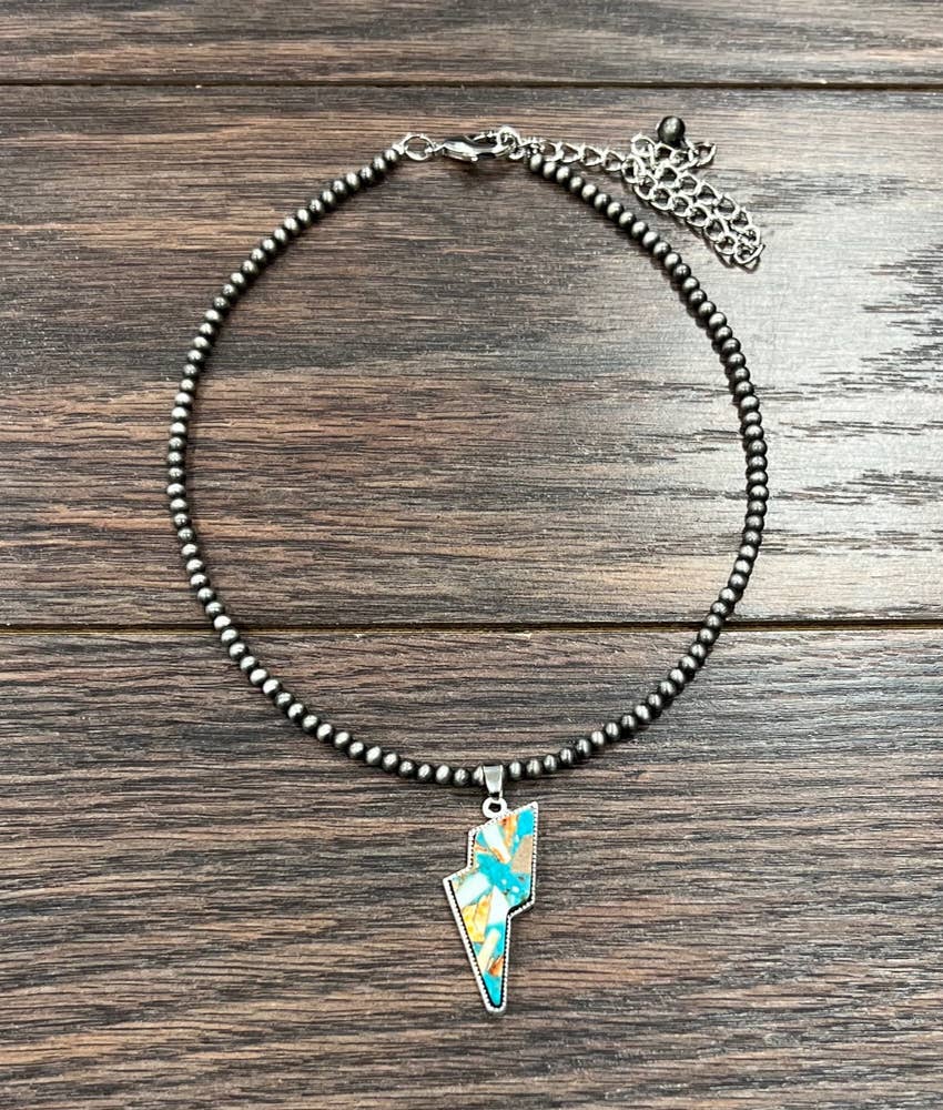 Bolt Gemstone Navajo Bead Necklace