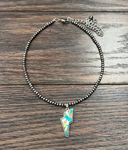 Bolt Gemstone Navajo Bead Necklace