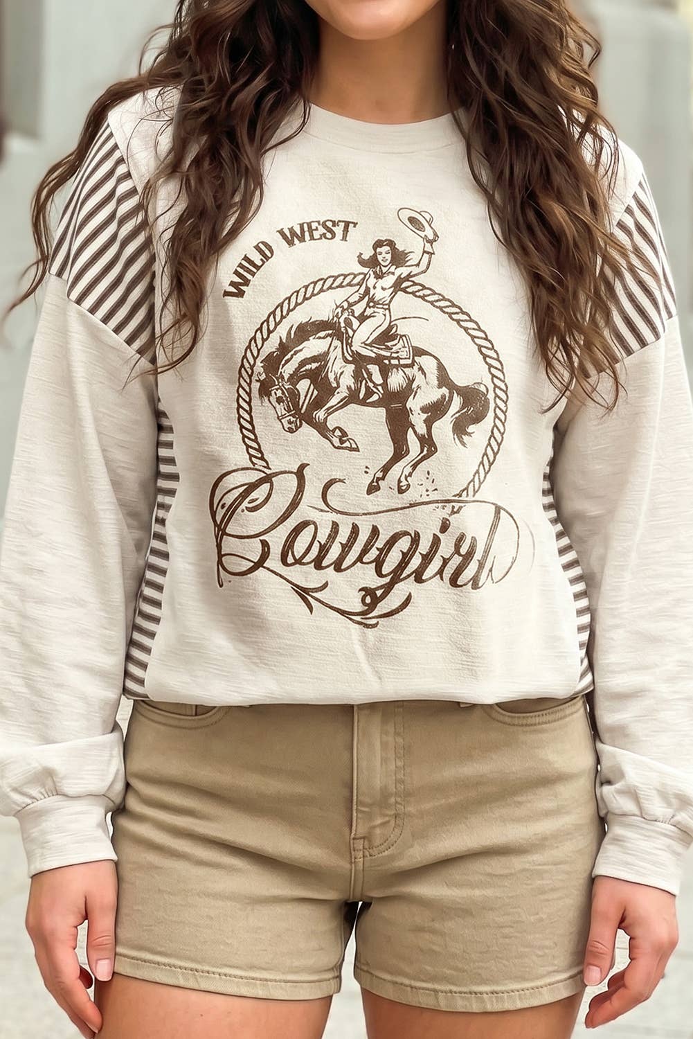 Women's Patchwork Striped Shift Sweatshirt