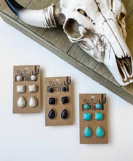 3 Pair Western Jewelry Set - Stud Earrings