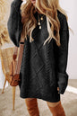 Women's Cable Knit Sweater Dress - Black