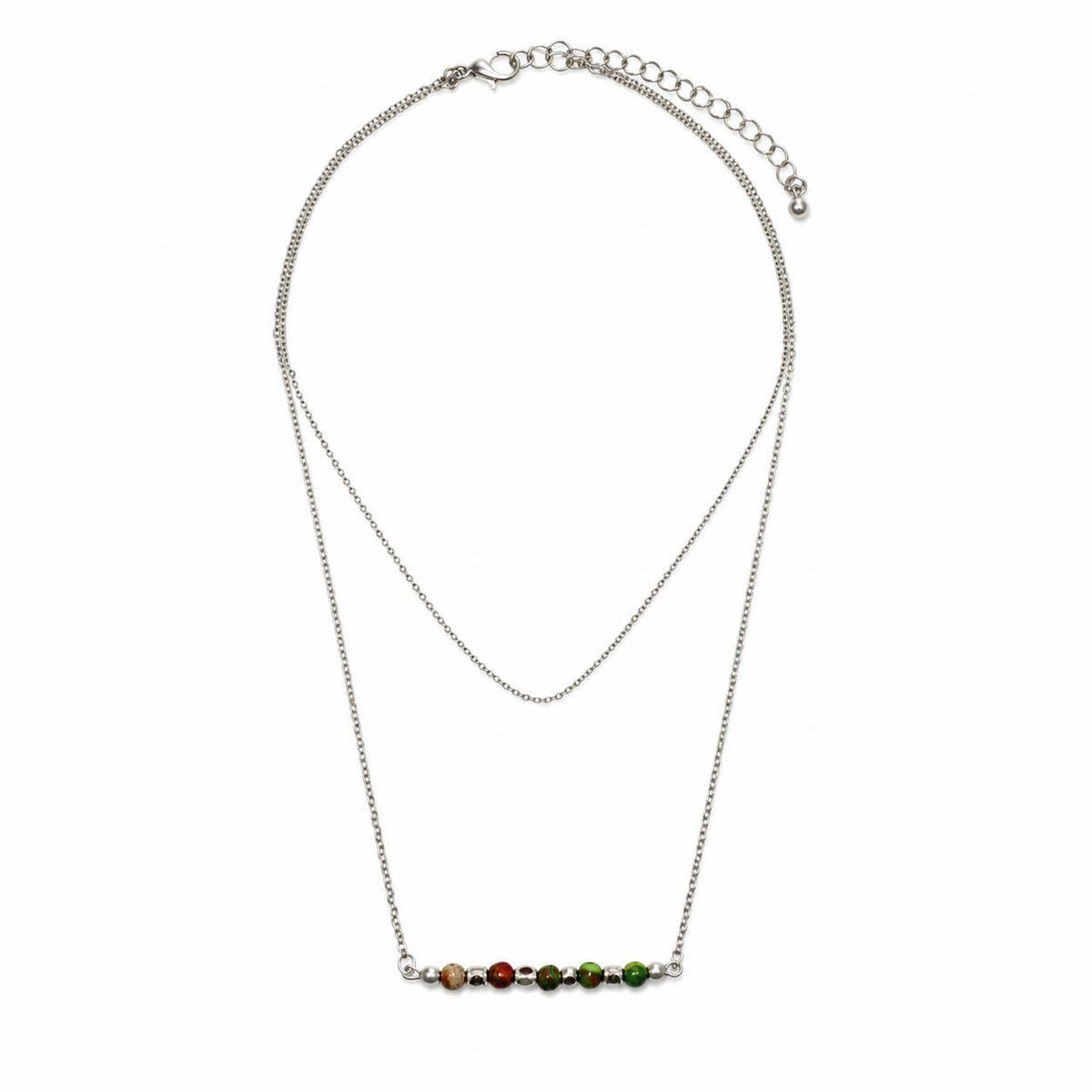 Layered Multicolor Bead Bar Necklace
