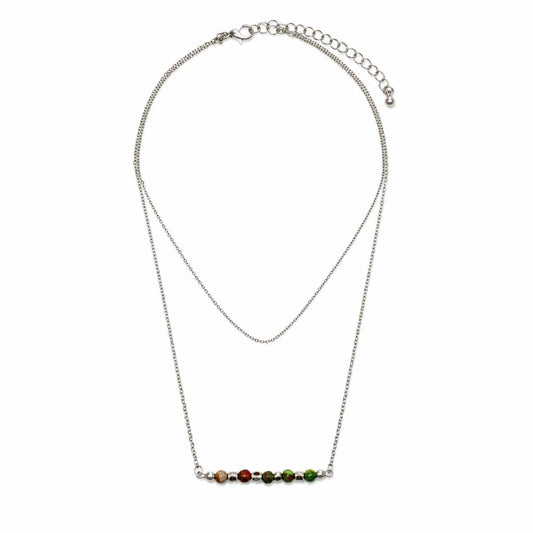 Layered Multicolor Bead Bar Necklace