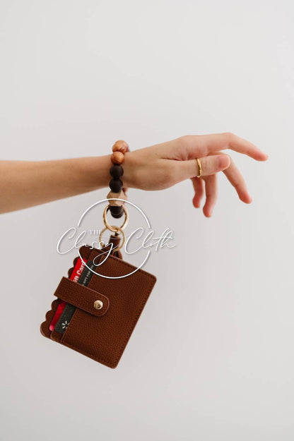 Wristlet Keychain Wallet - Tan