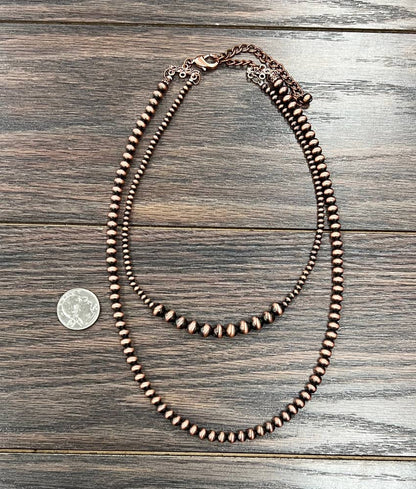 Copper Western Bead 2-strand Necklace