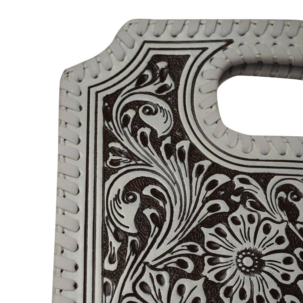 Hand Tooled Alma Medium Handbag - Ivory Dust