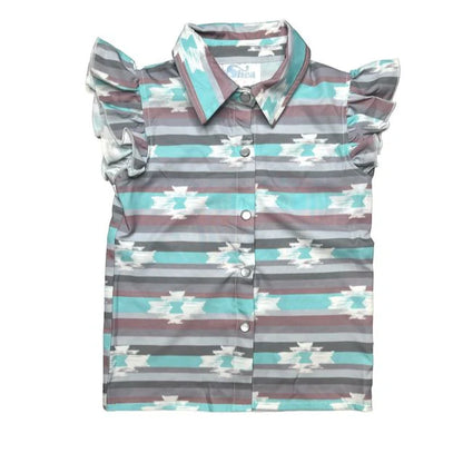 Girl's Shea Baby Teal Aztec S/S Pearl Snap
