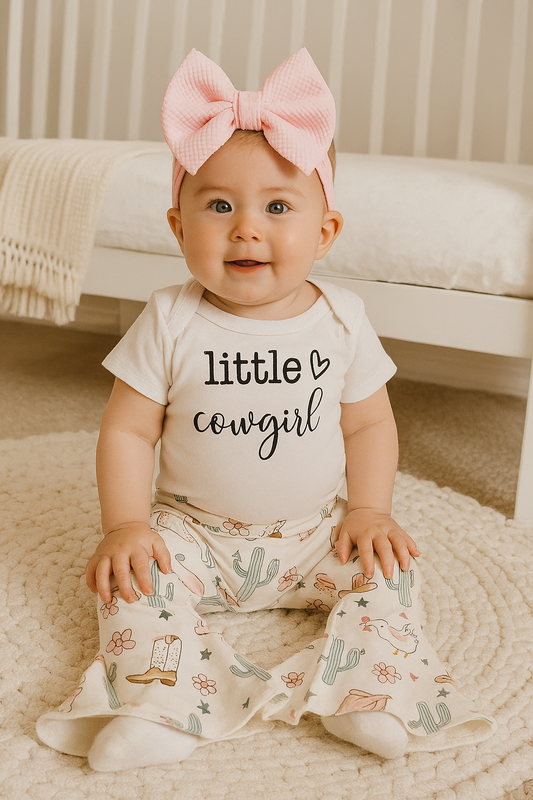 Pink Cowgirl Baby Bell Bottom Outfit