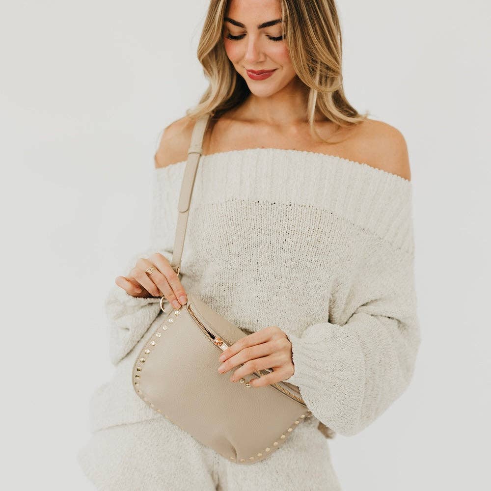 Pebble Sabrina Studded Bum Bag - Taupe