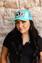 Turquoise Trucker Cap with Cactus Cards Patch