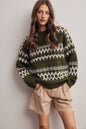 Women's Fair Isle Pattern Knit Sweater - Olive