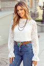 Women's White Sheer Lace Blouse