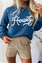 Women's Dusk Blue Howdy Embroidered Western Sweater