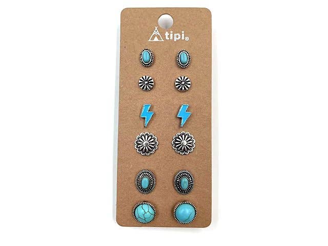 Western 6 Pair Dainty Post Earring Set