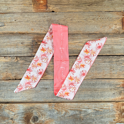 Hot Pink Floral Skinny Mini Wild Rag Scarf