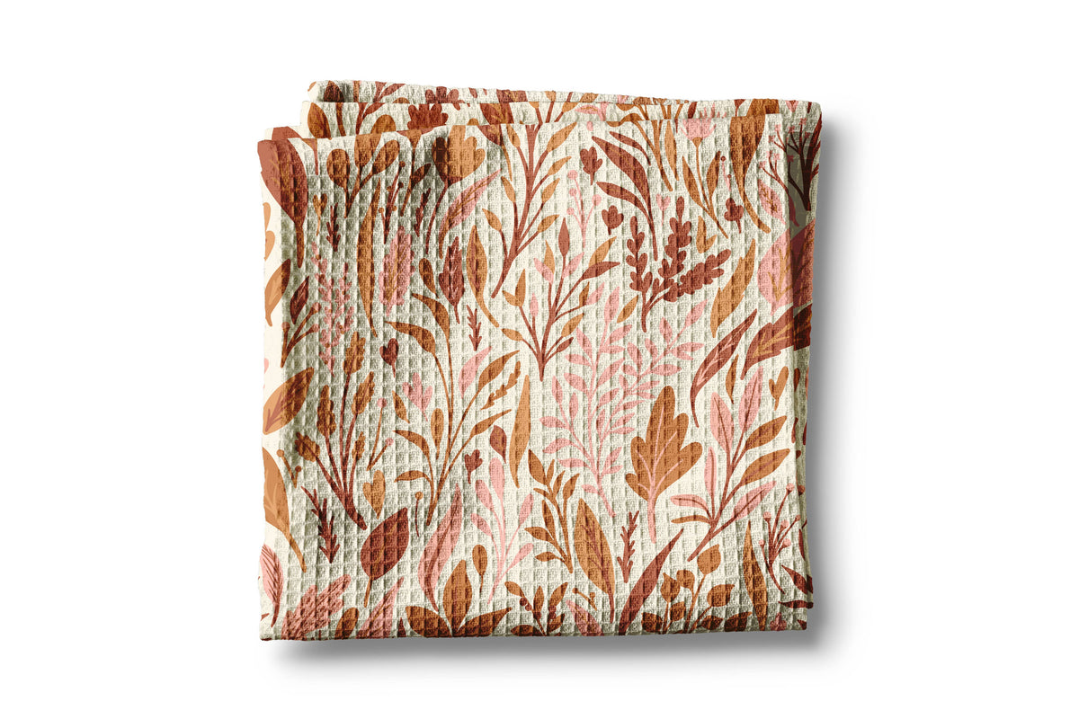 Fall Boho Floral Kitchen Waffle Towel