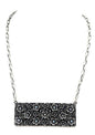 Western Flower Stone Metal Plate Necklace
