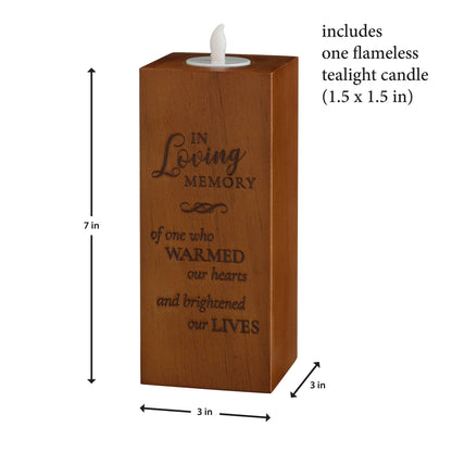In Loving Memory Wooden Memorial Tea Light Holder