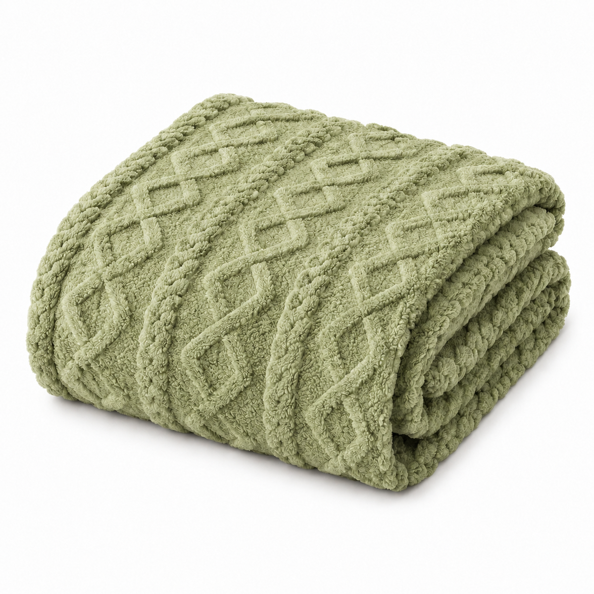 Cable Knit Soft Throw Blanket - Sage