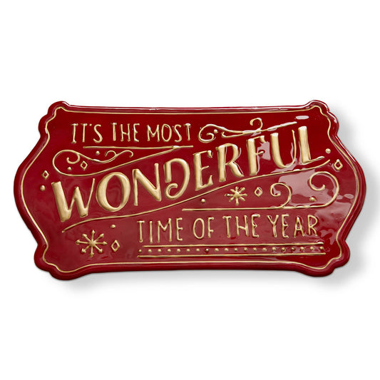 Christmas Wall Art Red Multi Sheet Metal Sign