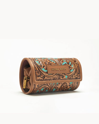 Jewelry Case Hand Tooled Leather - Whiskey & Water