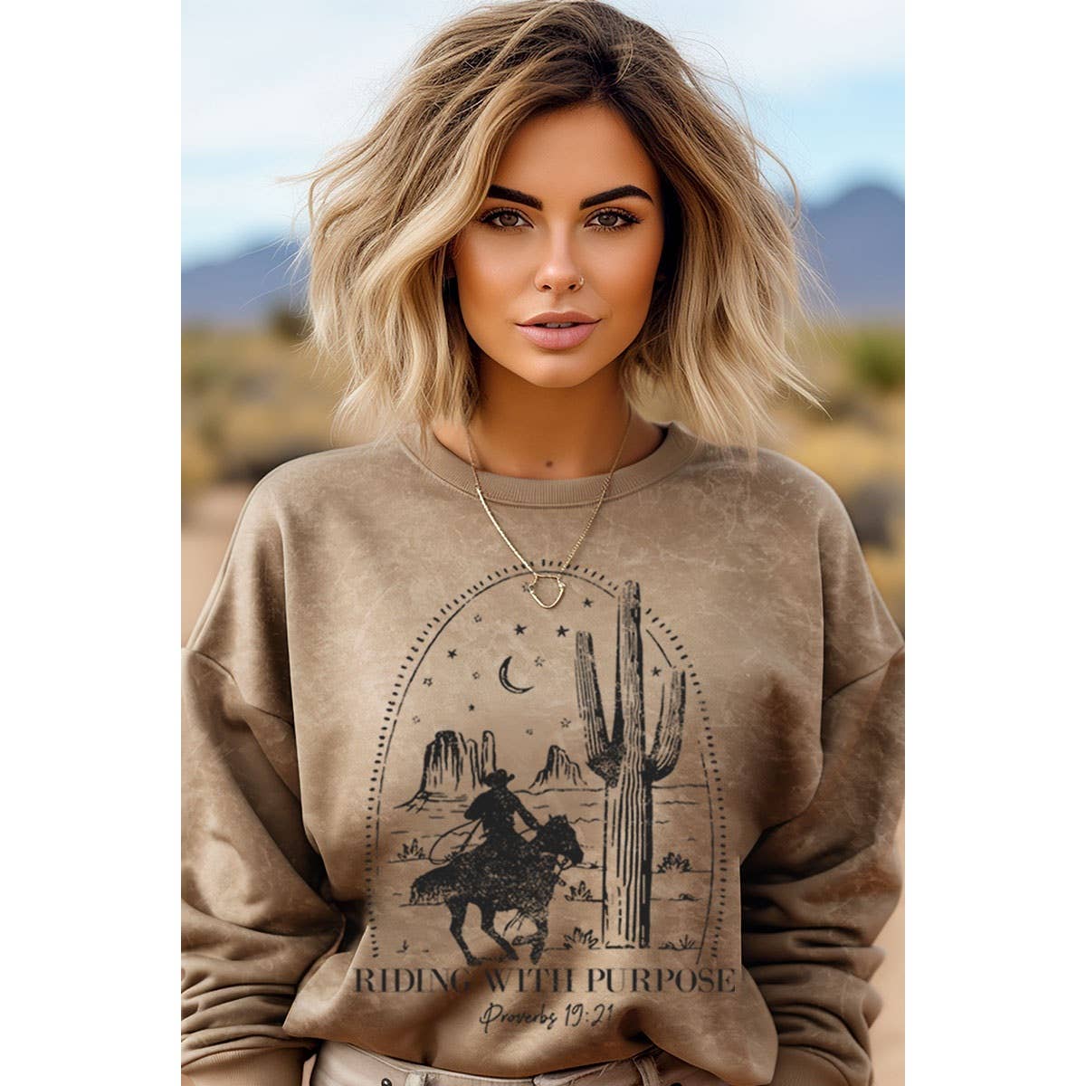 Women's Riding with a Purpose Graphic Sweatshirt - Mineral Taupe