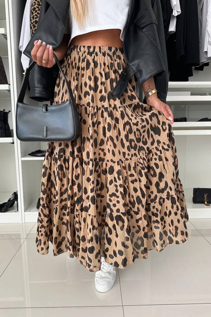 Women's Leopard Print Swing Skirt