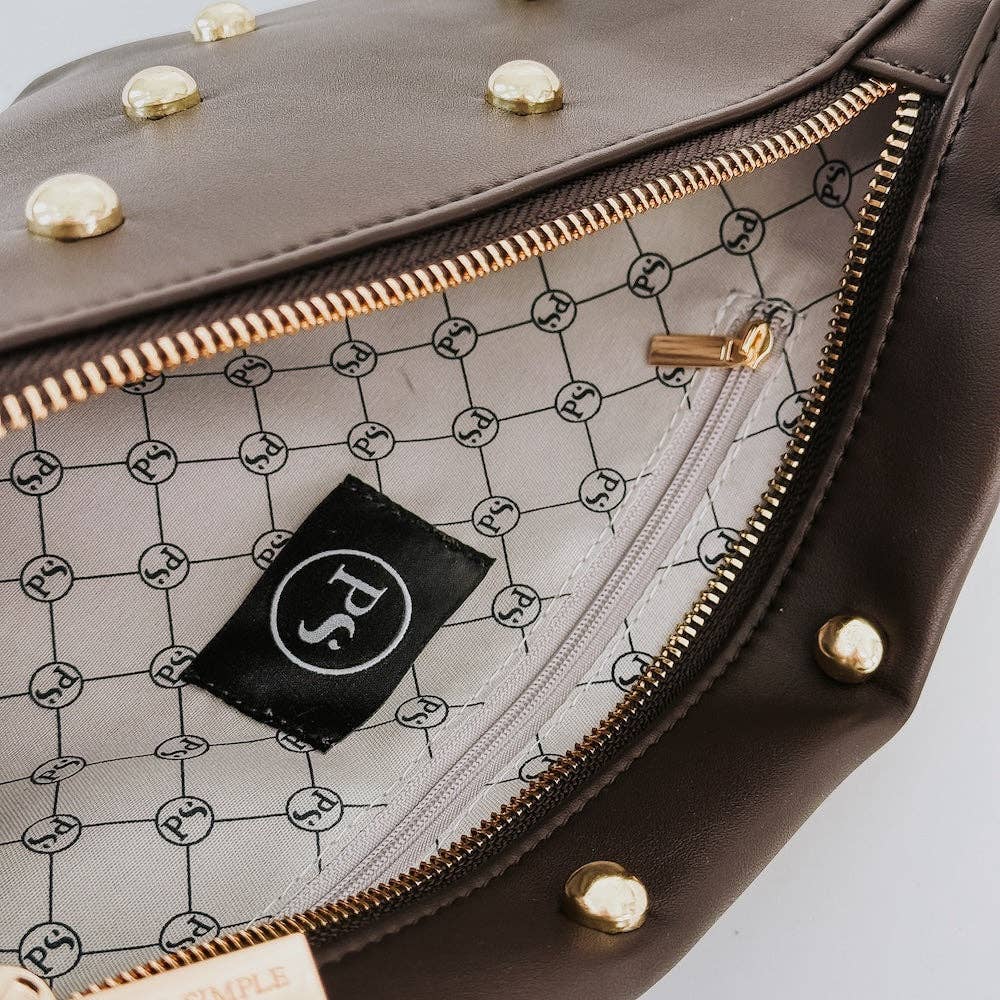 Westlyn Chic Gold Studded Bum Bag - Black