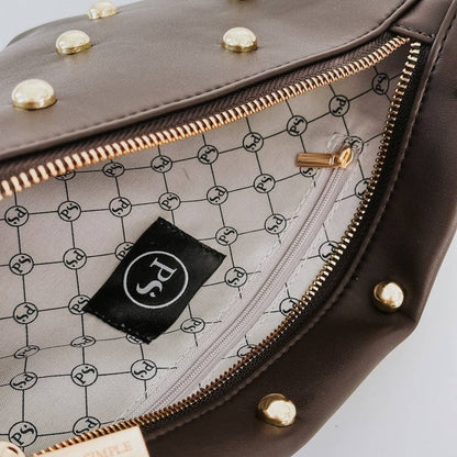 Westlyn Chic Gold Studded Bum Bag - Black