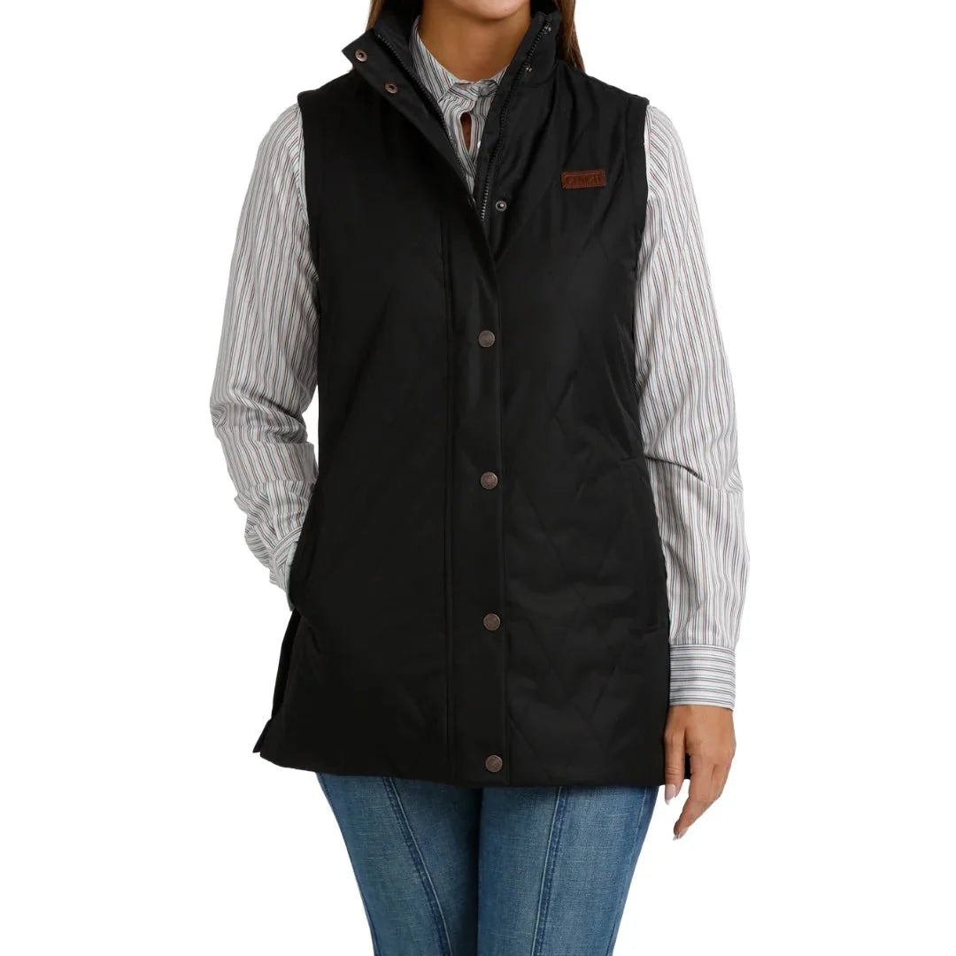 Women's Cinch Quilted Barn Coat Vest - Black
