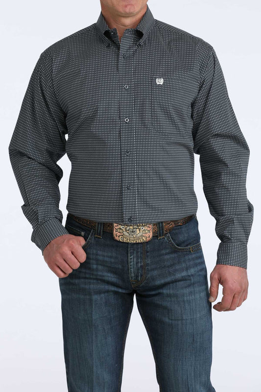 Men's Cinch Long Sleeve Shirt - Navy Diamond
