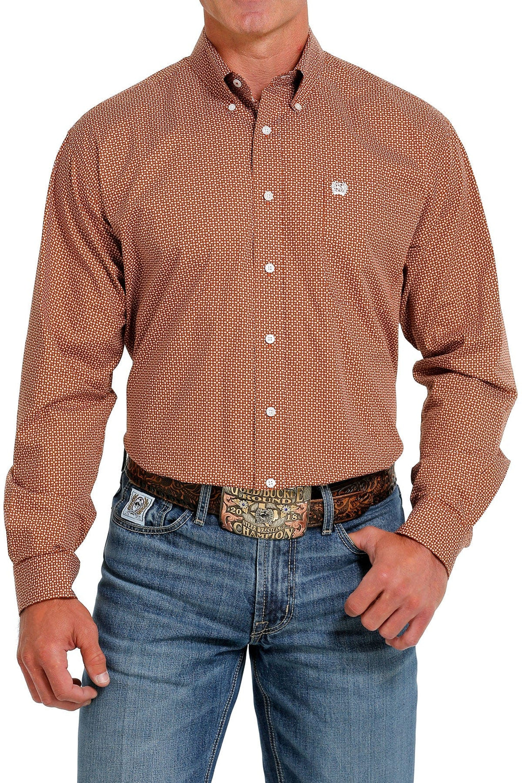 Cinch Men's Floral Geo Print Long Sleeve Button-Down Western Shirt