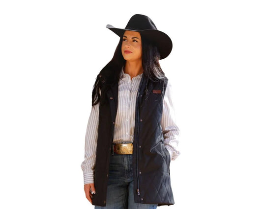 Women's Cinch Quilted Barn Coat Vest - Black