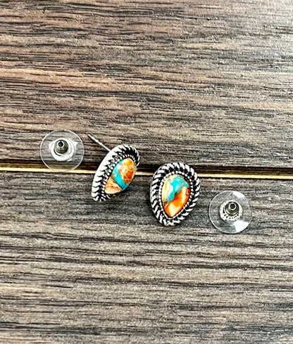 Drop Gemstone Stud Earrings