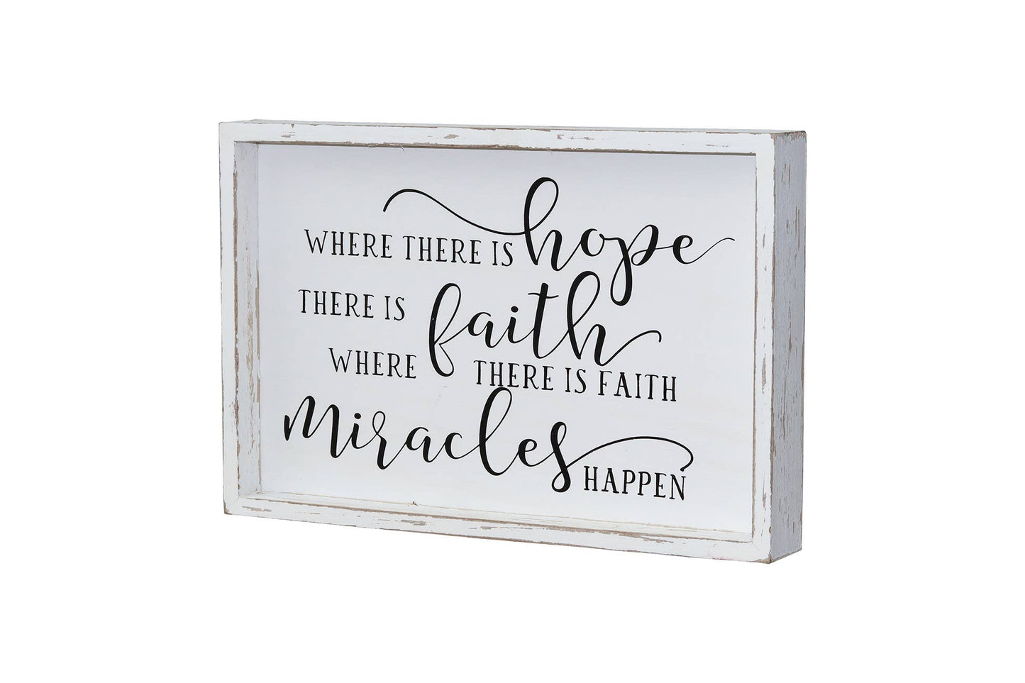 White Washed Wood Inspirational Hope and Faith Wall Decor