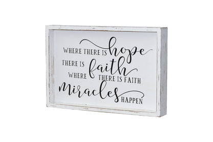 White Washed Wood Inspirational Hope and Faith Wall Decor