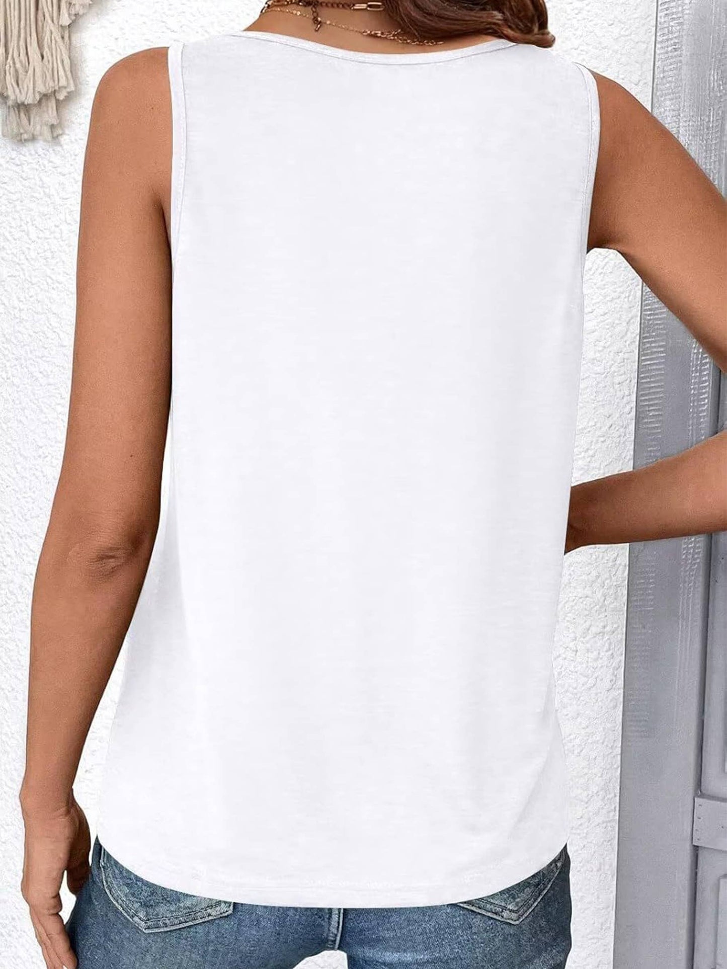 Women's V-neck Tank Top - White