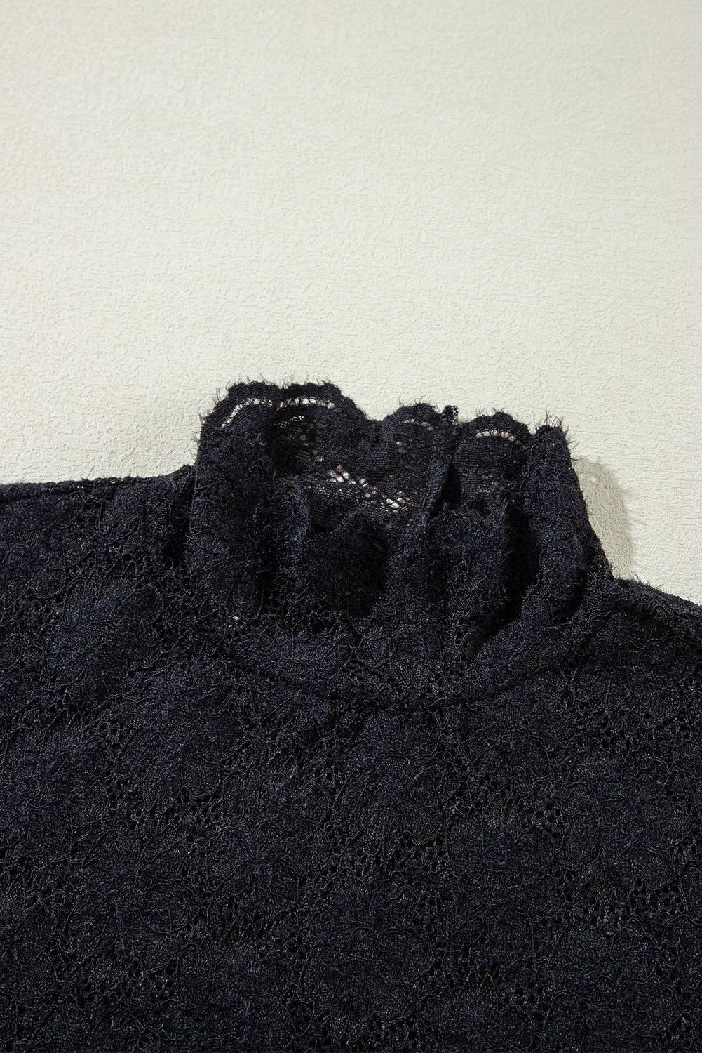 Women's Floral Lace High Neck Long Sleeve Top