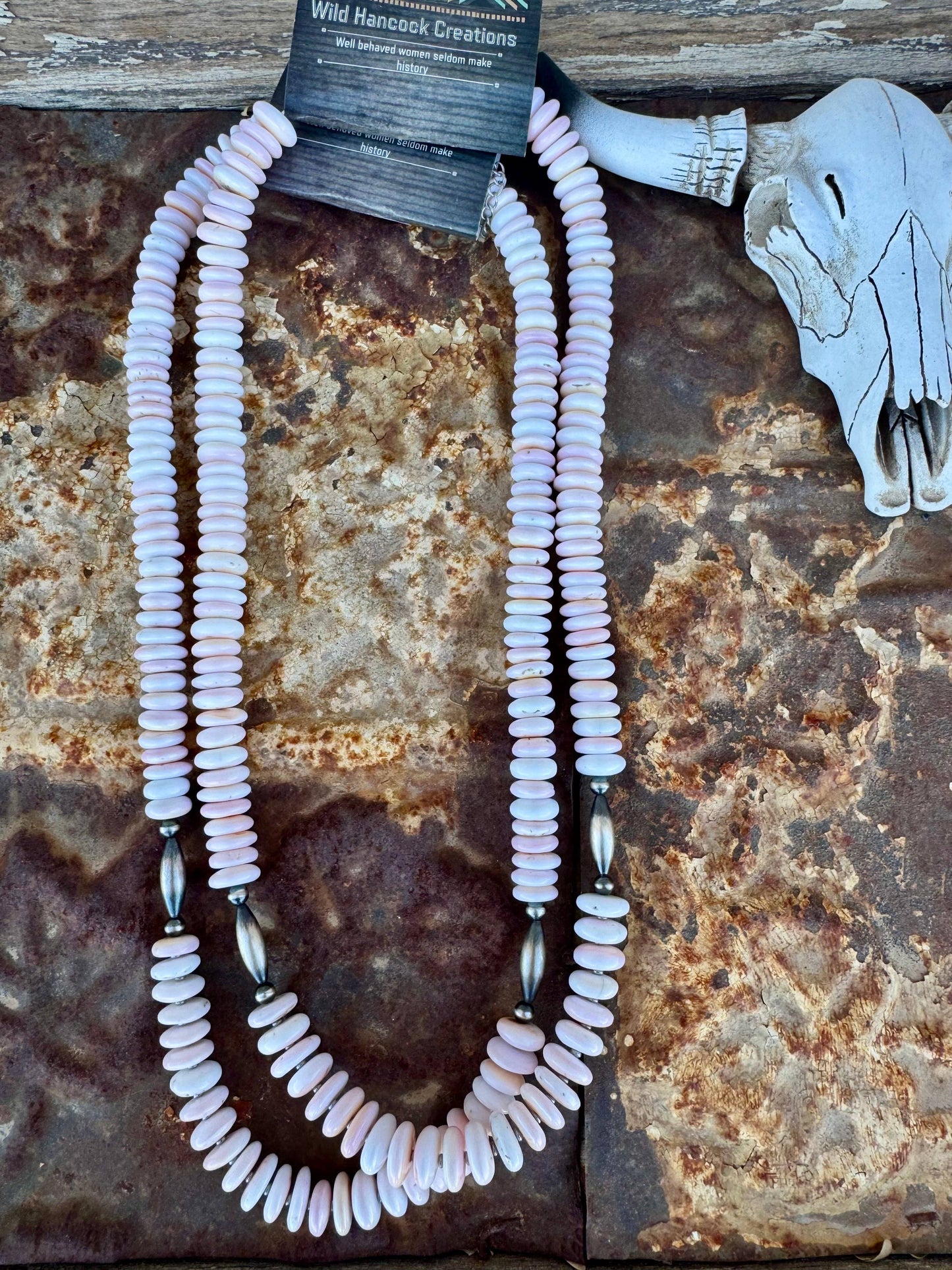 Western Pink Conch Necklace/Navajo Pearl Necklace/Boho