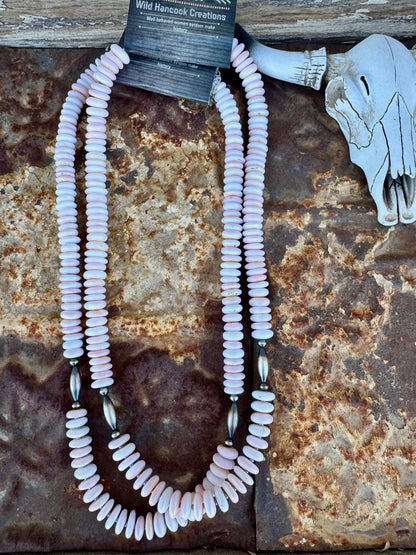 Western Pink Conch Necklace/Navajo Pearl Necklace/Boho
