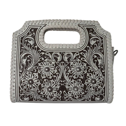 Hand Tooled Alma Medium Handbag - Ivory Dust