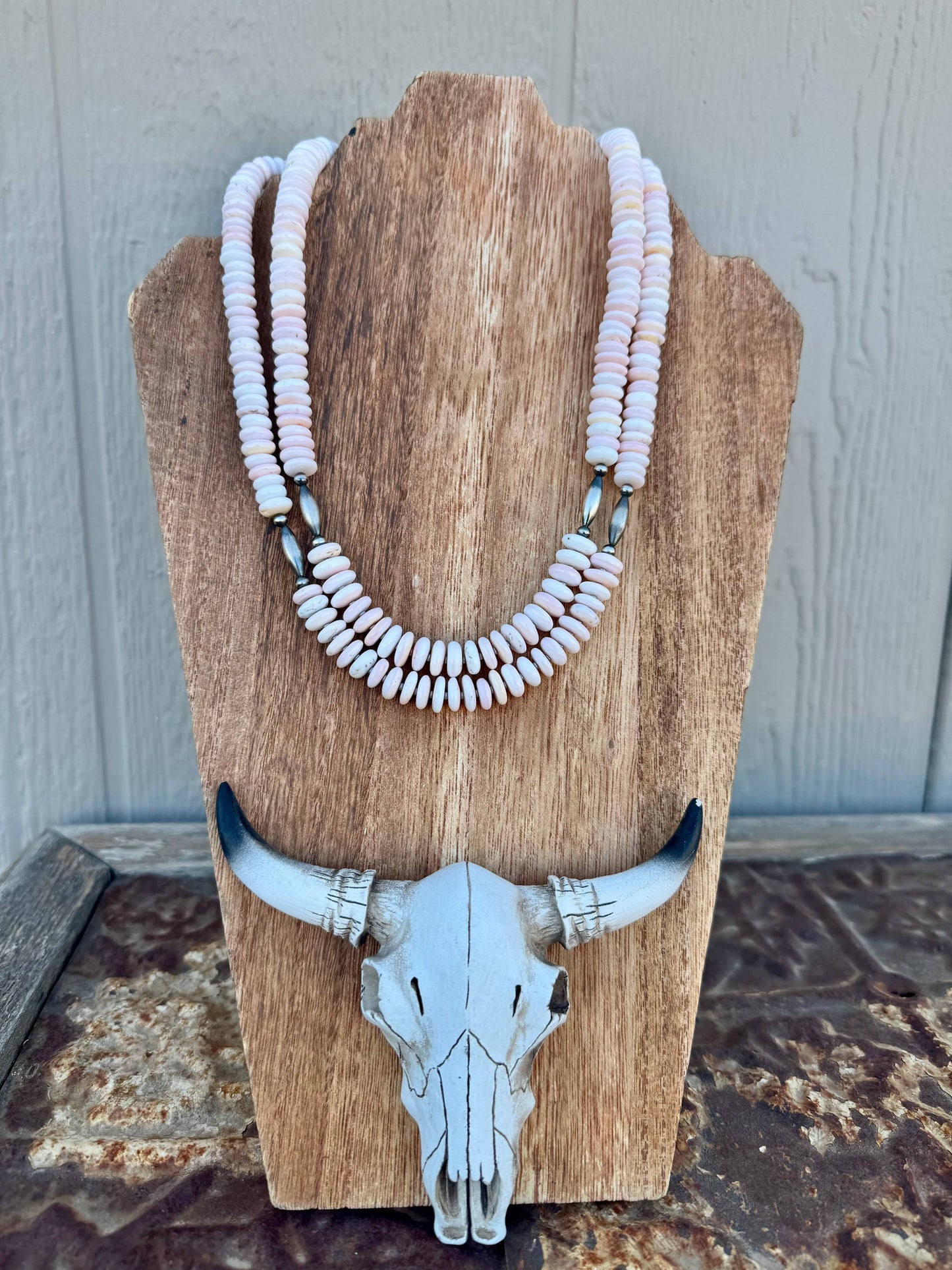 Western Pink Conch Necklace/Navajo Pearl Necklace/Boho