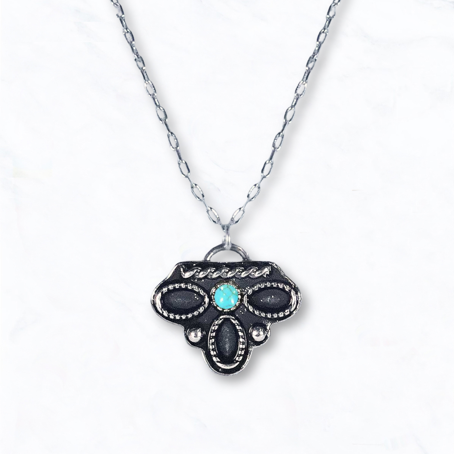 Western Concho Turquoise Pendant Necklace