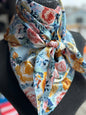 Light Blue and Rose Floral Neck Scarf
