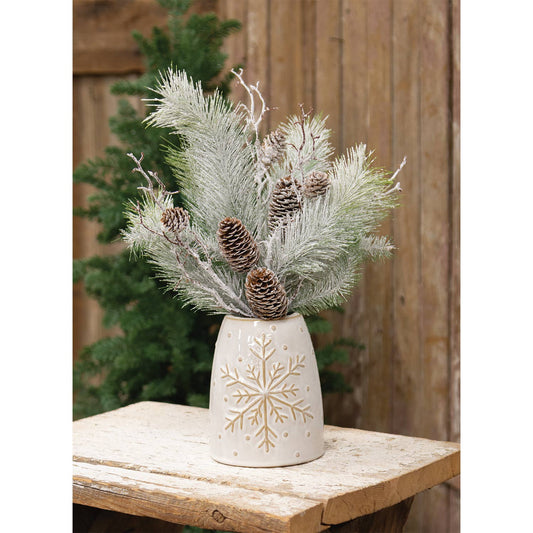 Snowflake Ceramic Embossed Vase