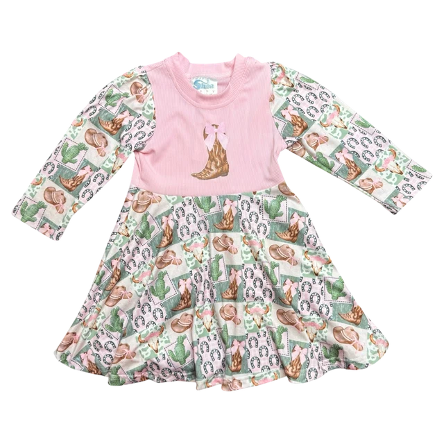 Girl's Shea Baby Pink & Green Camo Dress