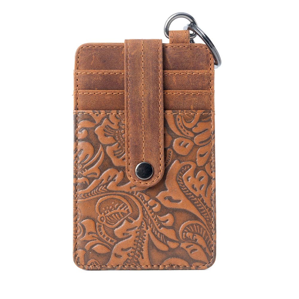 Roper Card Holder in brown with Embossed detail
