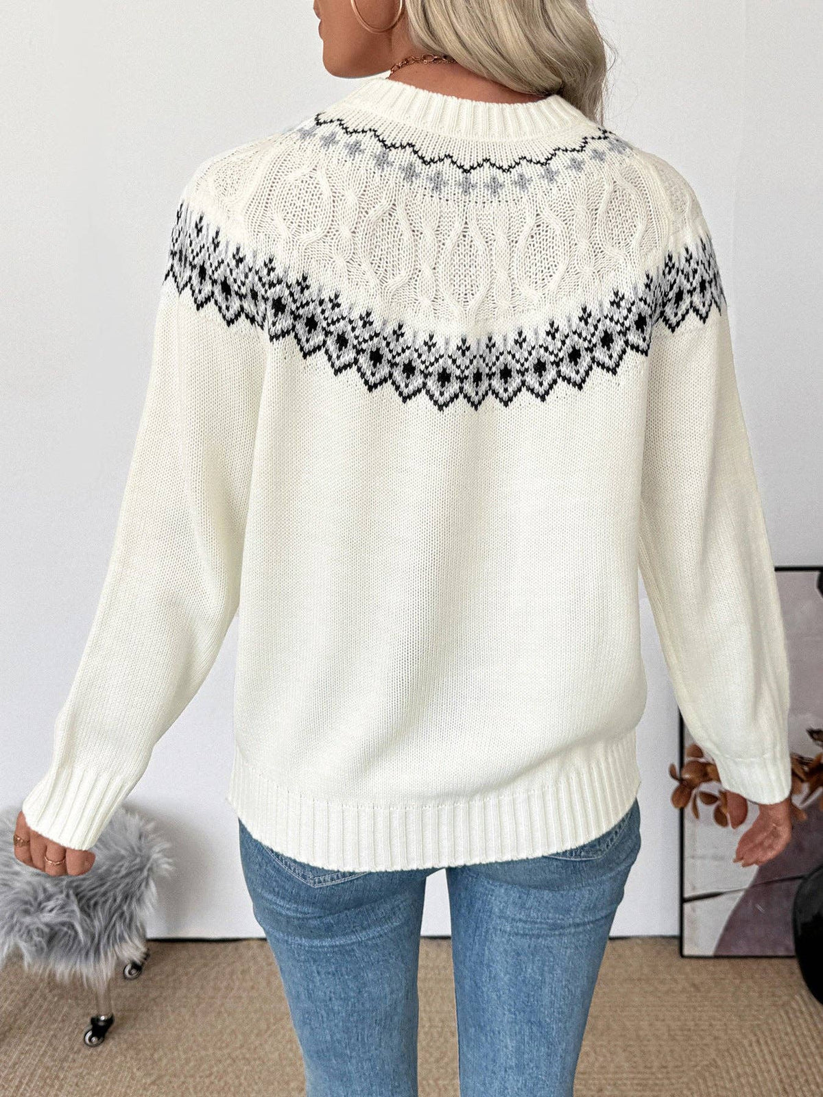 Women's Fair Isle Cable Knit Sweater