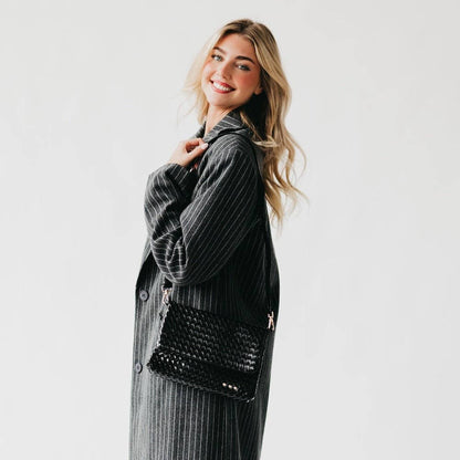 Wrenlee Woven Flap Crossbody - Black